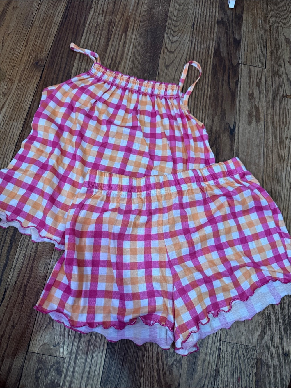 Cat & Jack Pink and Orange Gingham Pajama Set